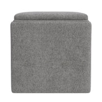 Soa Storage Accent Ottoman, 18 Inch Square Tray Top, Gray Woven Fabric -BM334048