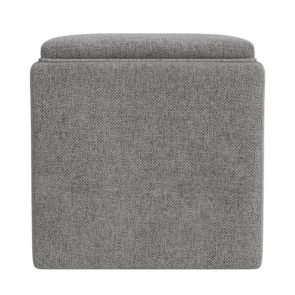 Soa Storage Accent Ottoman, 18 Inch Square Tray Top, Gray Woven Fabric -BM334048