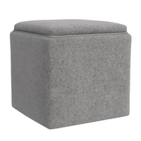 Soa Storage Accent Ottoman, 18 Inch Square Tray Top, Gray Woven Fabric -BM334048