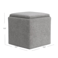 Soa Storage Accent Ottoman, 18 Inch Square Tray Top, Gray Woven Fabric -BM334048