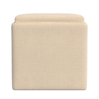 Soa Storage Ottoman, 18 Inch Square Tray Top, Beige Woven Fabric -BM334049