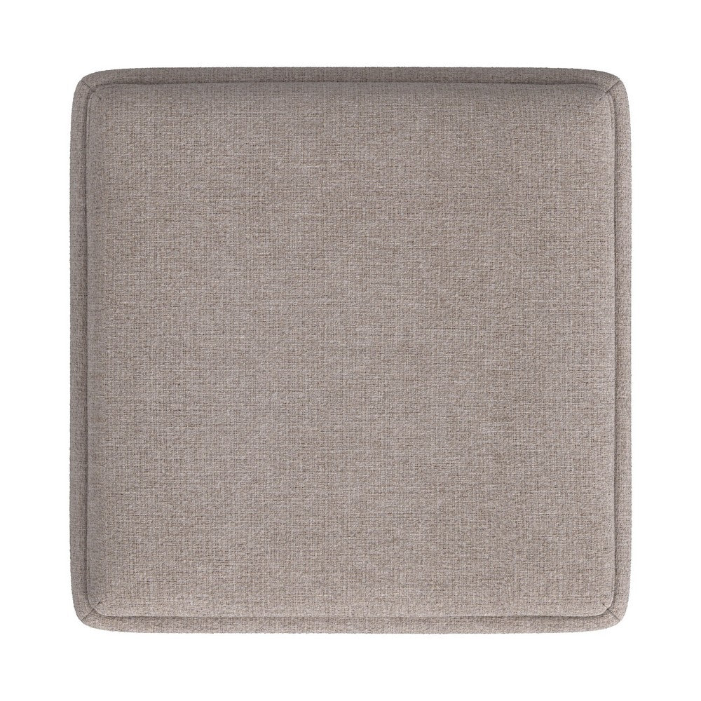 Soa Storage Ottoman, 18 Inch Square Tray Top, Light Brown Woven Fabric -BM334050