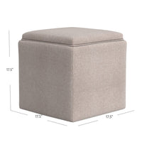Soa Storage Ottoman, 18 Inch Square Tray Top, Light Brown Woven Fabric -BM334050