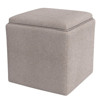 Soa Storage Ottoman, 18 Inch Square Tray Top, Light Brown Woven Fabric -BM334050