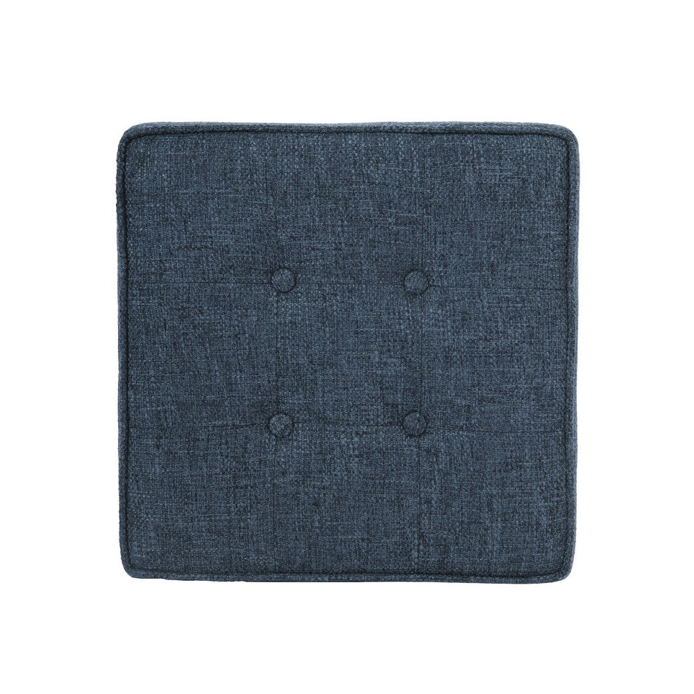 Hery Storage Ottoman, 18 Inch Square Tray Top, Navy Blue Woven Fabric -BM334051