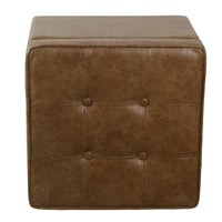 Hery Storage Ottoman, 18 Inch Square Tray Top, Brown Faux Leather -BM334052