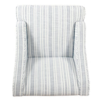 Yolu Accent Chair, Farmhouse Striped Print, Blue and White Polyester -BM334057