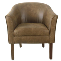 Elom Accent Armchair, Brown Faux Leather with Welt Trim Details -BM334058
