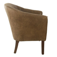 Elom Accent Armchair, Brown Faux Leather with Welt Trim Details -BM334058