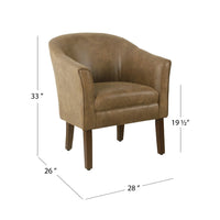 Elom Accent Armchair, Brown Faux Leather with Welt Trim Details -BM334058