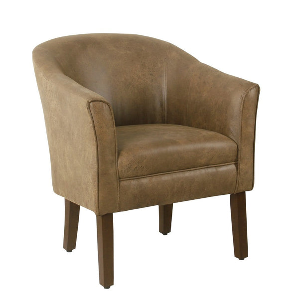Elom Accent Armchair, Brown Faux Leather with Welt Trim Details -BM334058
