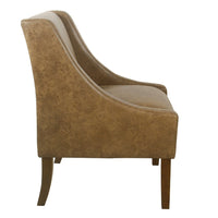 Accent Chair, Distressed Brown Faux Leather with Sloped Arms -BM334061