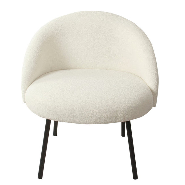 Kila Accent Chair, Soft Cream Sherpa Fabric, Ebony Black Metal Legs -BM334065