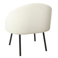 Kila Accent Chair, Soft Cream Sherpa Fabric, Ebony Black Metal Legs -BM334065
