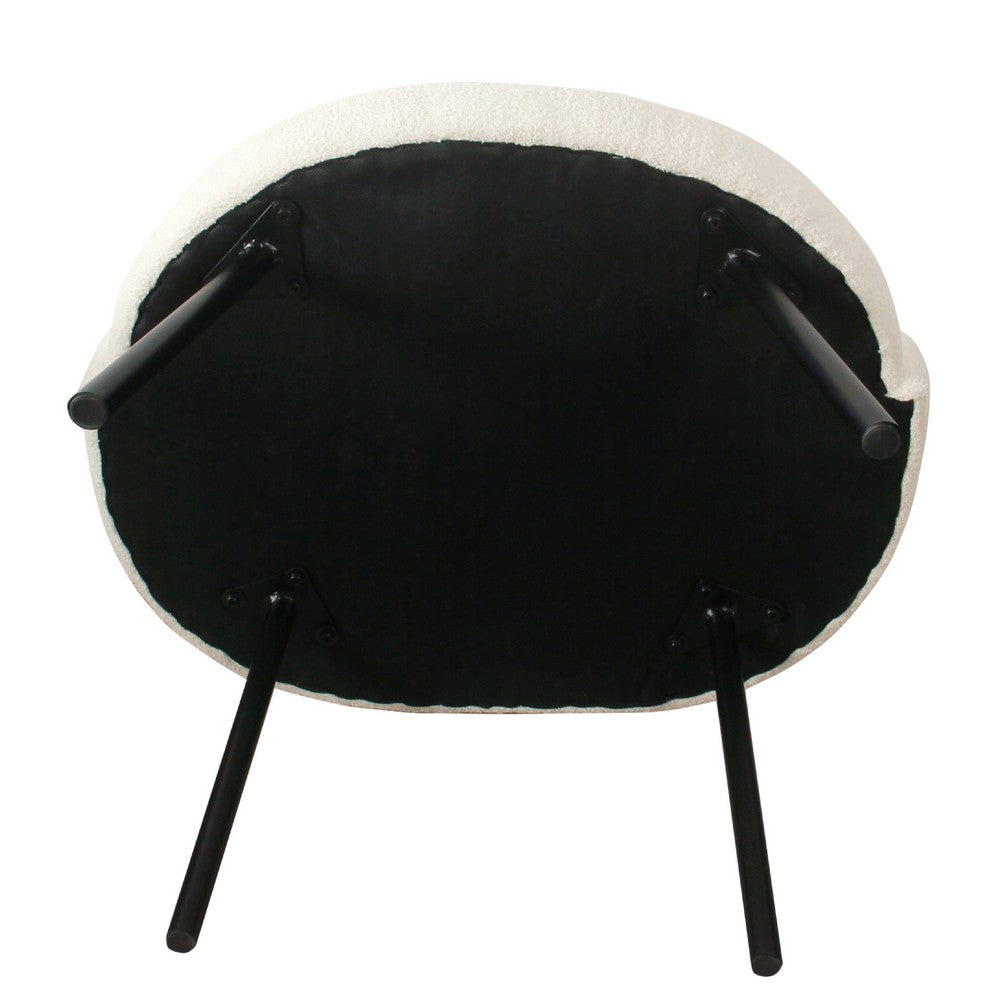Kila Accent Chair, Soft Cream Sherpa Fabric, Ebony Black Metal Legs -BM334065
