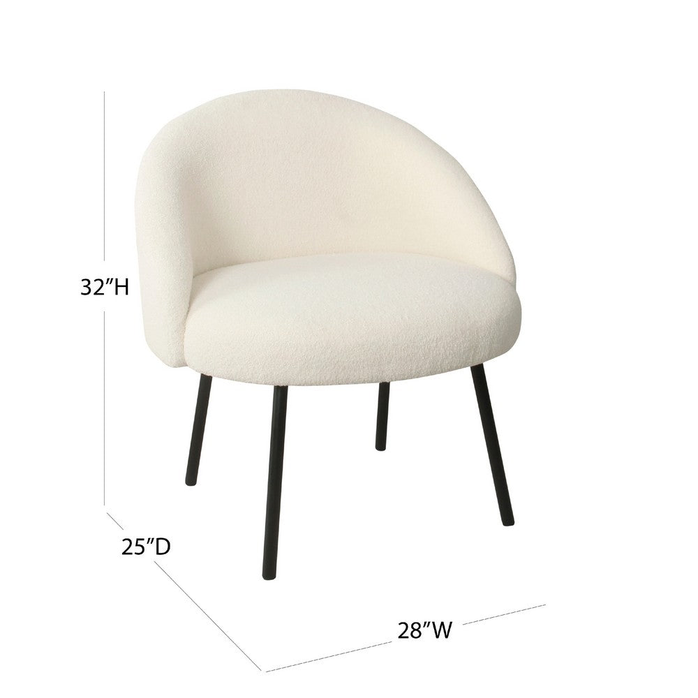 Kila Accent Chair, Soft Cream Sherpa Fabric, Ebony Black Metal Legs -BM334065