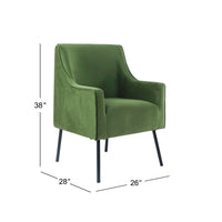Sune Accent Chair, Soft Dark Green Velvet and Matte Black Metal Legs -BM334070
