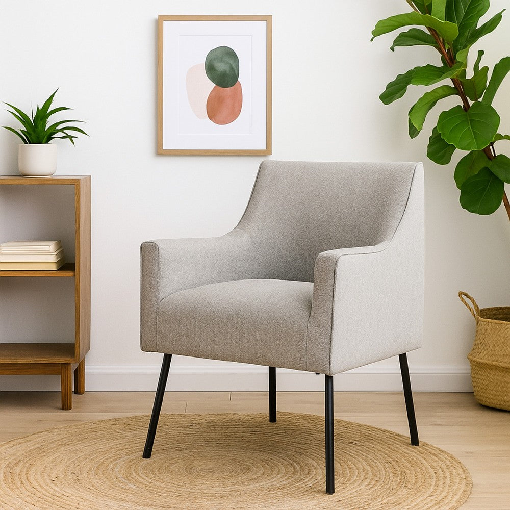 Sune Accent Chair, Light Gray Polyester and Matte Black Metal Legs -BM334072