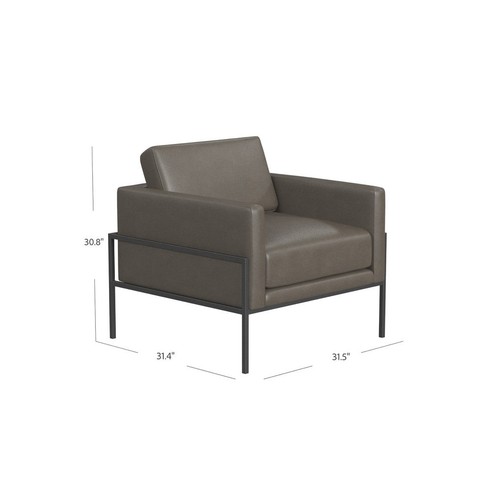 Fiam Accent Armchair, Dark Gray Faux Leather, Modern Black Legs -BM334076