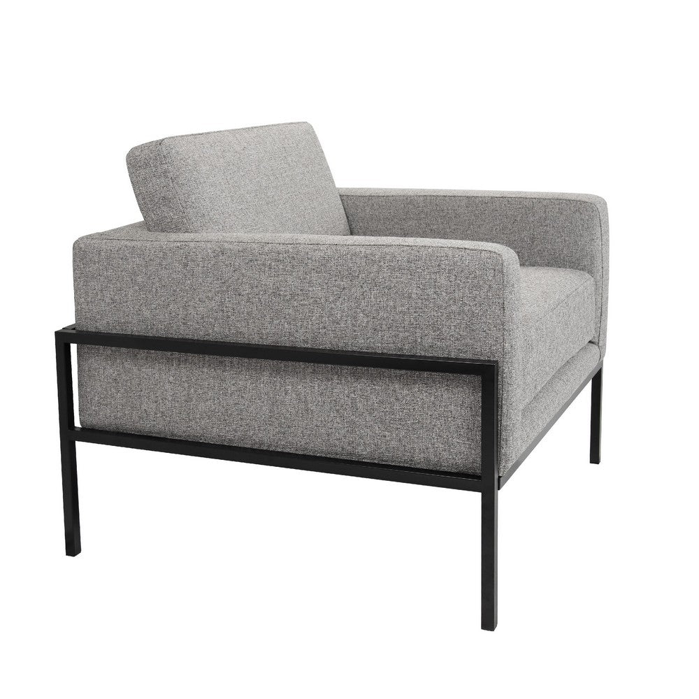Fiam Accent Armchair, Heather Gray Woven Fabric, Black Metal Legs -BM334077