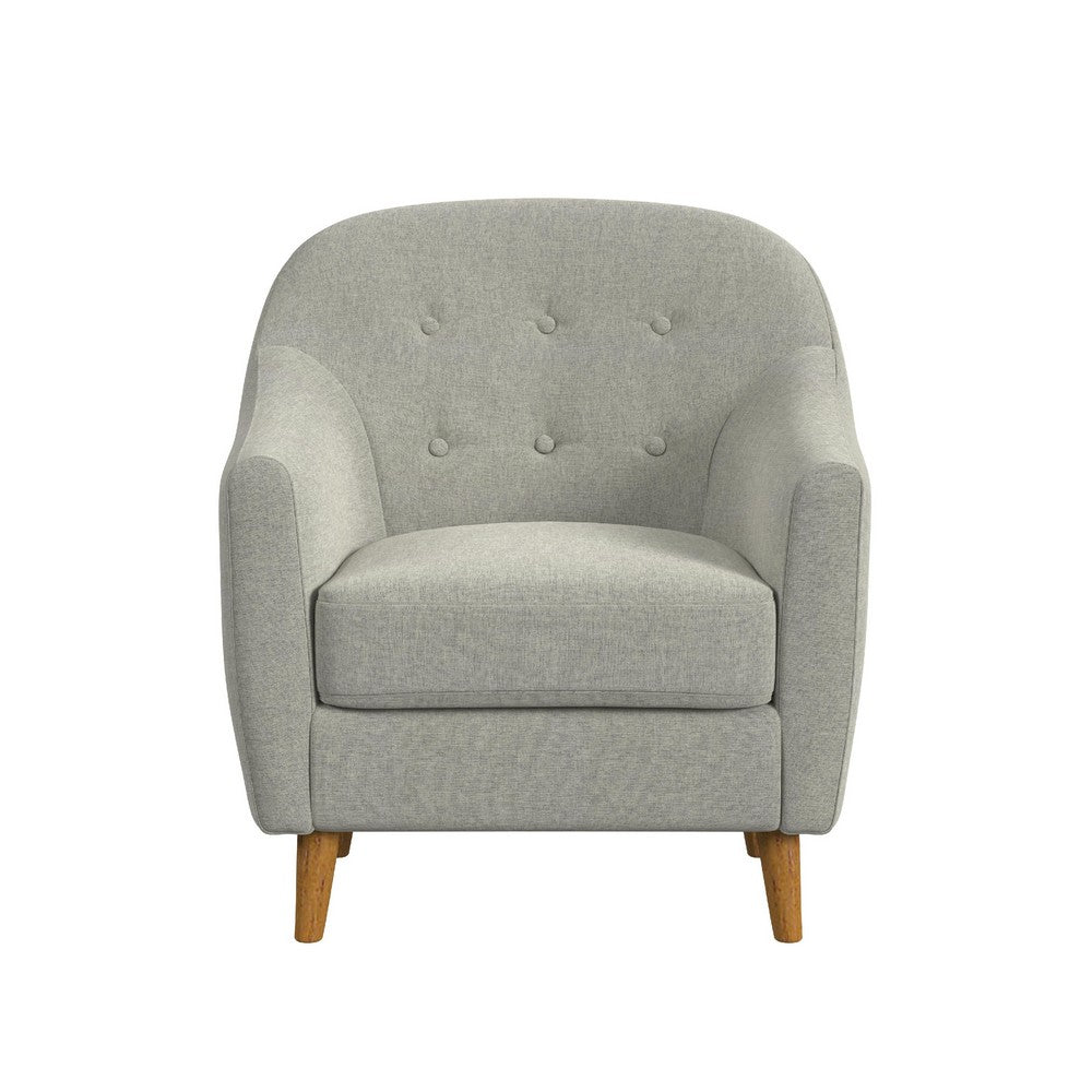 Accent Armchair, Button Tufted Backrest, Soft Gray Woven Fabric -BM334080