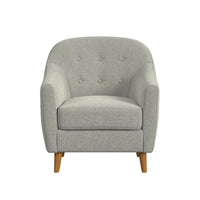 Accent Armchair, Button Tufted Backrest, Soft Gray Woven Fabric -BM334080