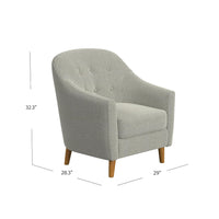 Accent Armchair, Button Tufted Backrest, Soft Gray Woven Fabric -BM334080