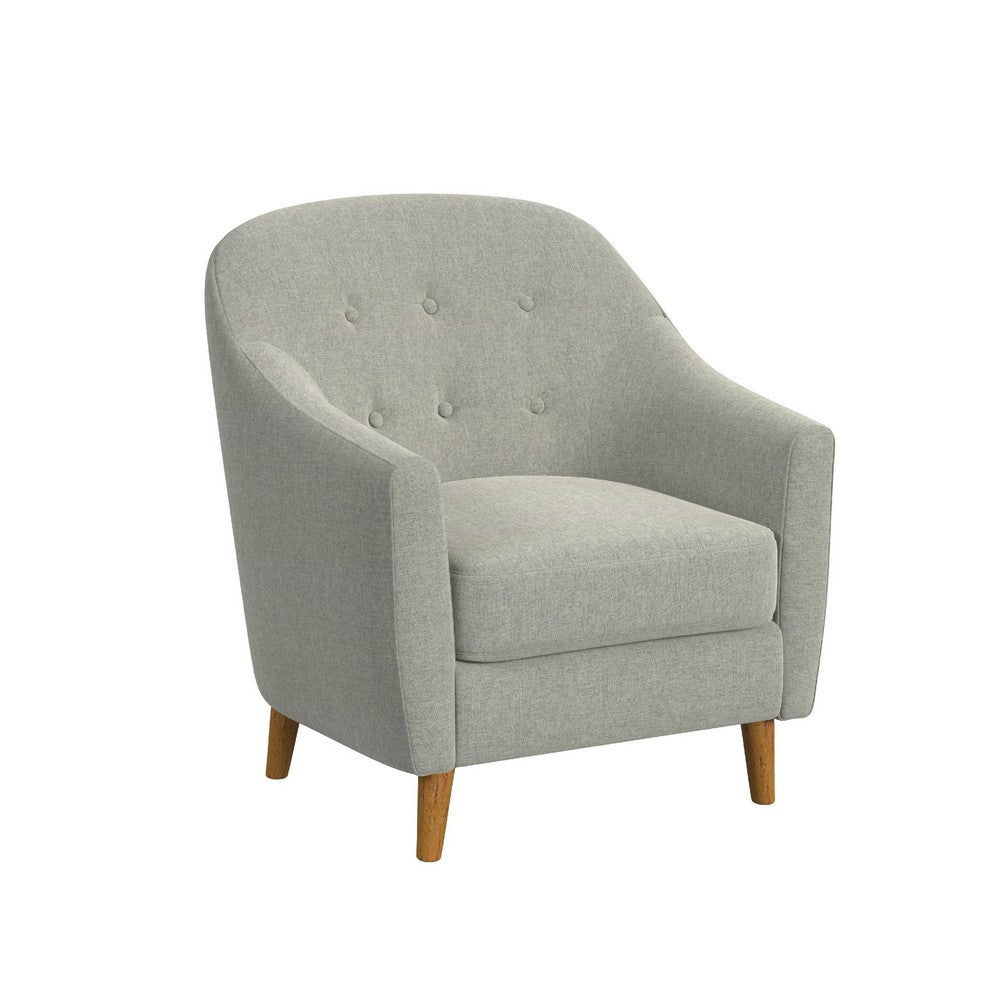 Accent Armchair, Button Tufted Backrest, Soft Gray Woven Fabric -BM334080