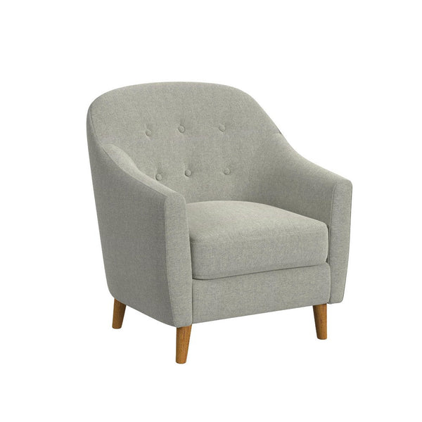 Accent Armchair, Button Tufted Backrest, Soft Gray Woven Fabric -BM334080