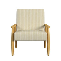 Accent Armchair, Beige and White Stripe Pattern Fabric, Solid Wood -BM334081
