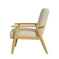 Accent Armchair, Beige and White Stripe Pattern Fabric, Solid Wood -BM334081