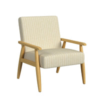 Accent Armchair, Beige and White Stripe Pattern Fabric, Solid Wood -BM334081