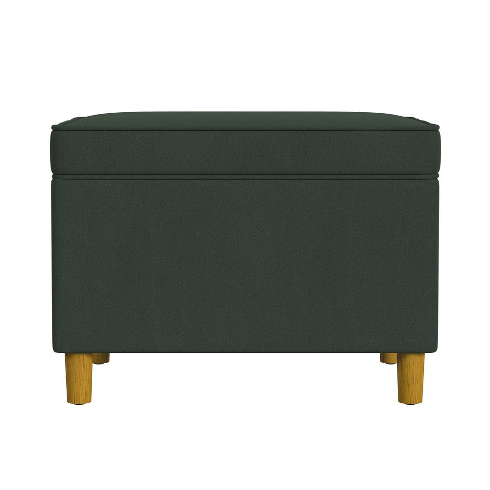 Fero Storage Ottoman, 24in Rectangular Hinged Lid, Forest Green Velvet -BM334086