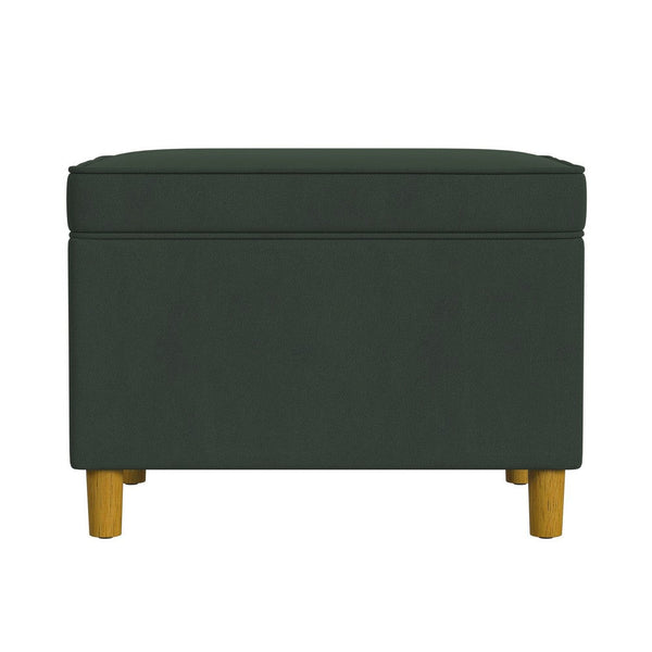 Fero Storage Ottoman, 24in Rectangular Hinged Lid, Forest Green Velvet -BM334086