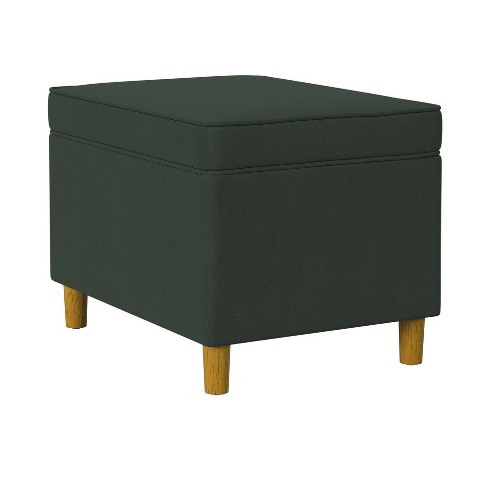 Fero Storage Ottoman, 24in Rectangular Hinged Lid, Forest Green Velvet -BM334086