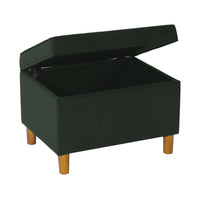 Fero Storage Ottoman, 24in Rectangular Hinged Lid, Forest Green Velvet -BM334086