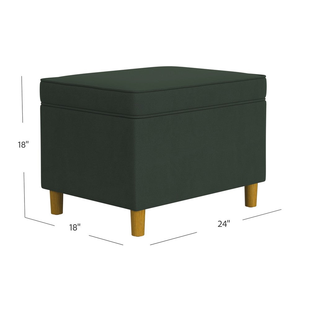 Fero Storage Ottoman, 24in Rectangular Hinged Lid, Forest Green Velvet -BM334086