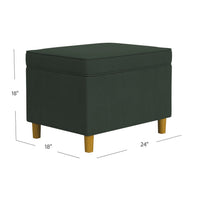 Fero Storage Ottoman, 24in Rectangular Hinged Lid, Forest Green Velvet -BM334086