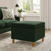 Fero Storage Ottoman, 24in Rectangular Hinged Lid, Forest Green Velvet -BM334086