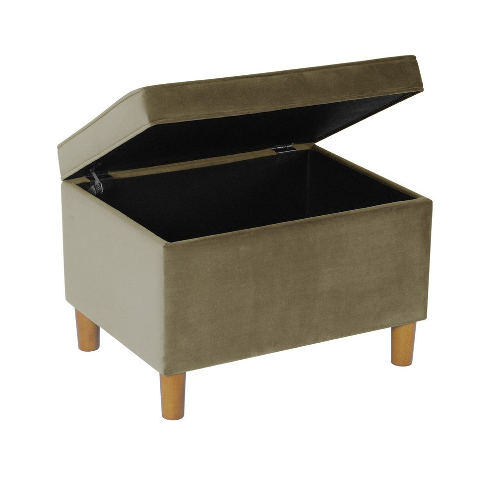 Fero Storage Ottoman, 24in Rectangular Hinged Lid, Sage Green Velvet -BM334087