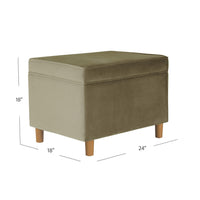 Fero Storage Ottoman, 24in Rectangular Hinged Lid, Sage Green Velvet -BM334087