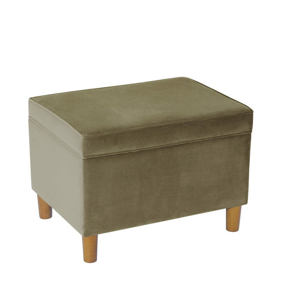 Fero Storage Ottoman, 24in Rectangular Hinged Lid, Sage Green Velvet -BM334087