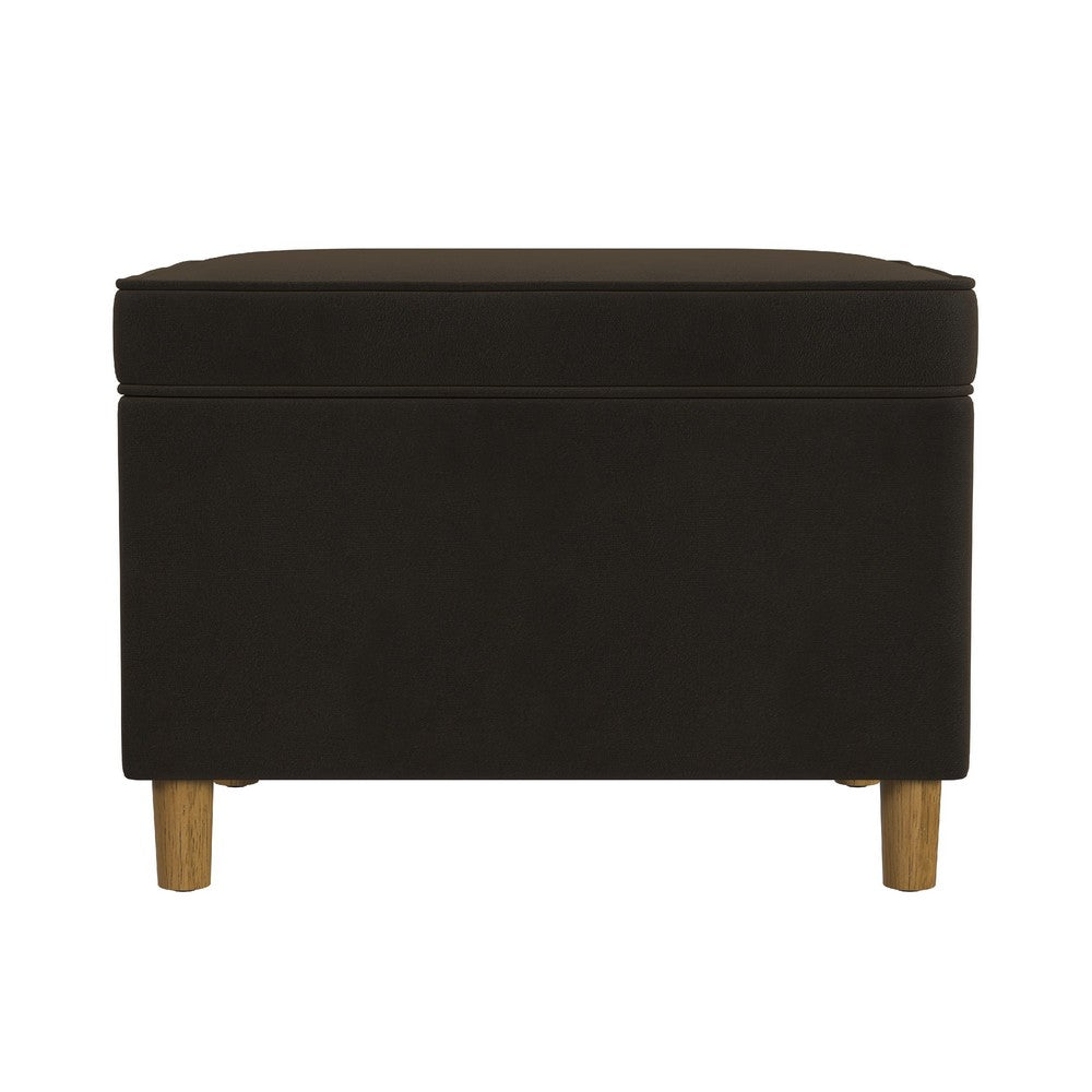 Fero Storage Ottoman, 24in Rectangular Hinged Lid, Dark Brown Velvet -BM334088
