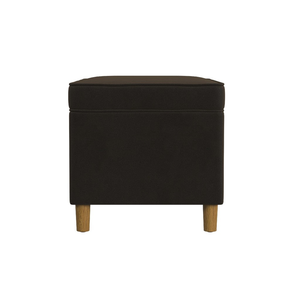 Fero Storage Ottoman, 24in Rectangular Hinged Lid, Dark Brown Velvet -BM334088