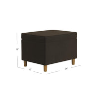 Fero Storage Ottoman, 24in Rectangular Hinged Lid, Dark Brown Velvet -BM334088
