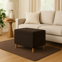 Fero Storage Ottoman, 24in Rectangular Hinged Lid, Dark Brown Velvet -BM334088