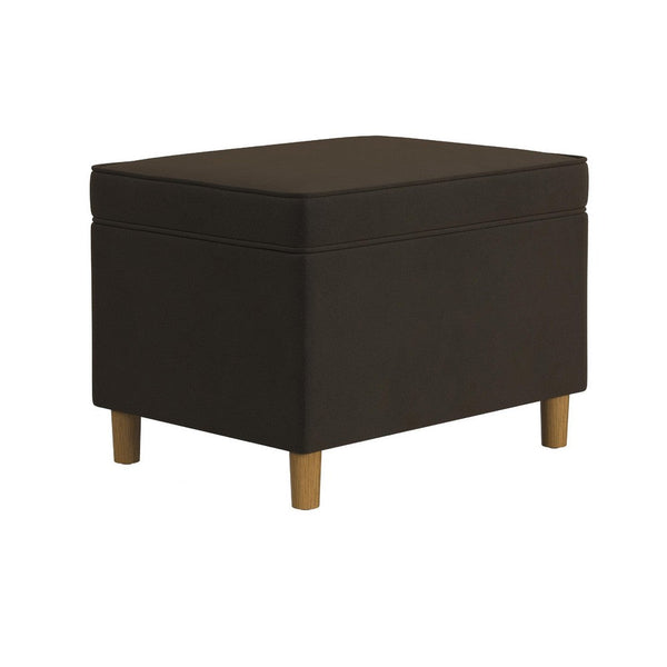 Fero Storage Ottoman, 24in Rectangular Hinged Lid, Dark Brown Velvet -BM334088