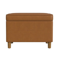Fero Storage Ottoman, 24in Rectangular Hinged Lid, Brown Faux Leather -BM334089