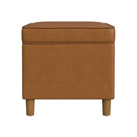 Fero Storage Ottoman, 24in Rectangular Hinged Lid, Brown Faux Leather -BM334089