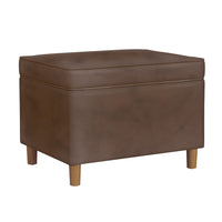 Fero Storage Ottoman, 24 Inch Rectangular, Dark Brown Faux Leather -BM334090